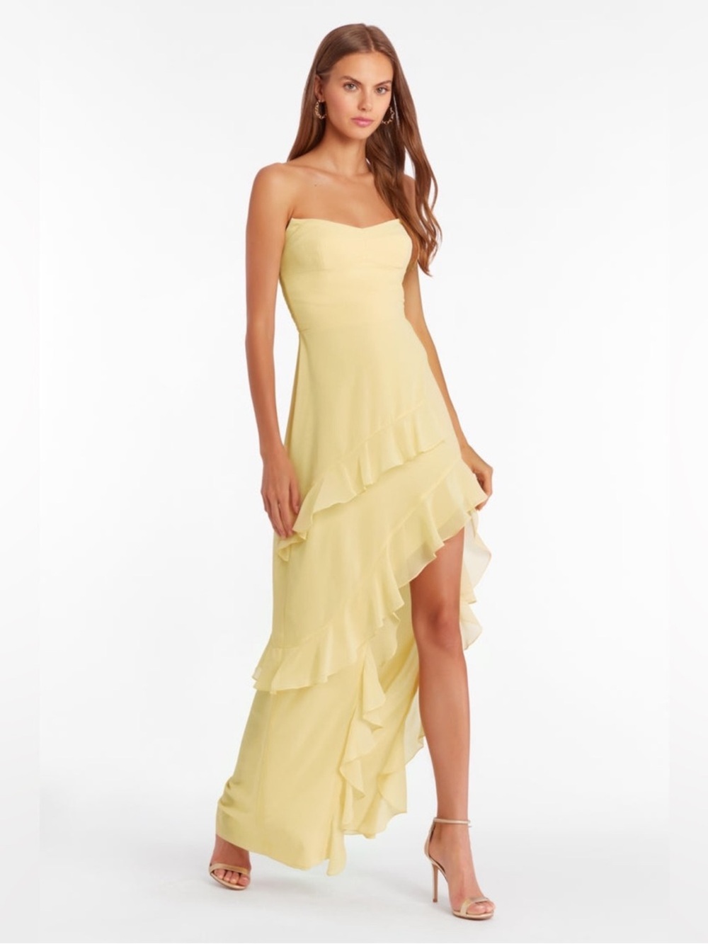 Amanda Uprichard Magnolia Dress in Cornsilk Yellow Size Medium Strapless